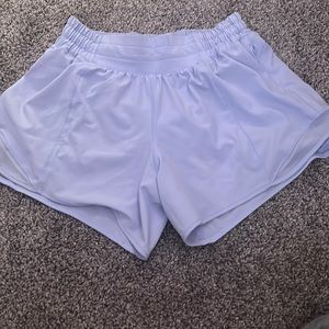 lululemon hotty hot shorts, pastel blue, low rise, size 4